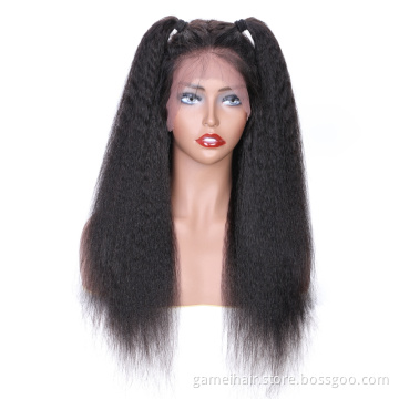Brazilian Remy Human Hair Lace Front Wig For Black Woman Wholesale Cuticle Aligned Kinky Straight Hair Lace Frontal Wig Vendor